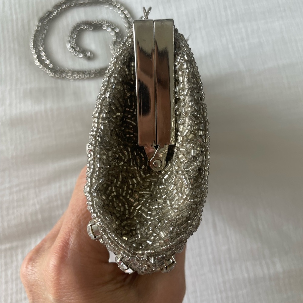 Nordstrom beaded rhinestone clutch with silver chain - Picture 10 of 13
